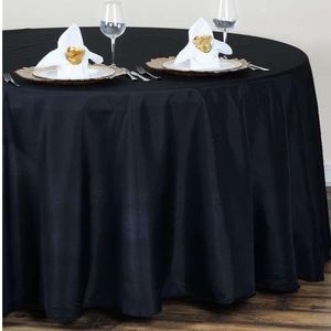 Dining - 120" Black Polyester Round Tablecloth Dining - 120" Black Polyester Round Tablecloth